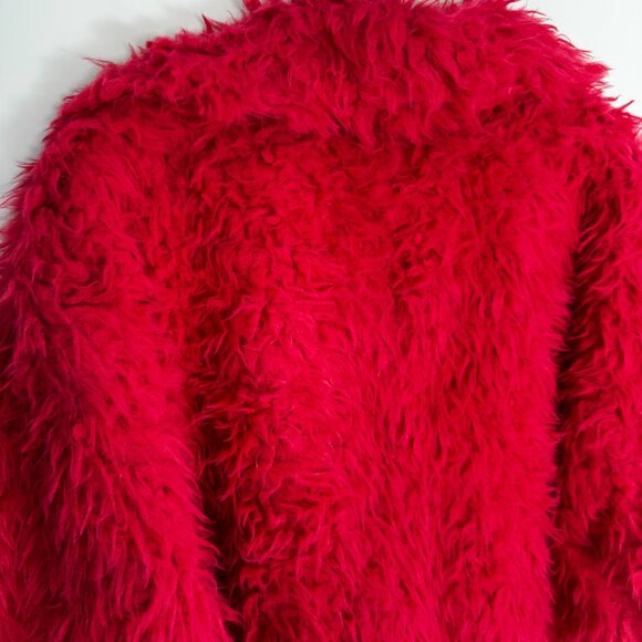 Anthropologie Faux Fur Pink Shag Double-Breasted Jacket - Picture 7 of 8